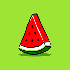 Slice Watermelon Hand Drawn Vector, Water Melon Flat Vector, Watermelon Vector Illustration Watermelon Slices