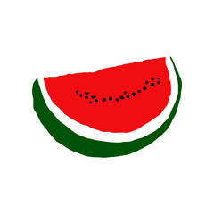 Slice Watermelon Hand Drawn Vector, Water Melon Flat Vector, Watermelon Vector Illustration Watermelon Slices