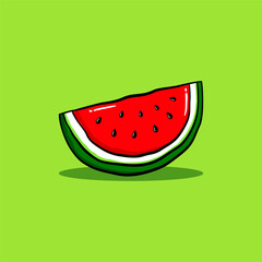 Slice Watermelon Hand Drawn Vector