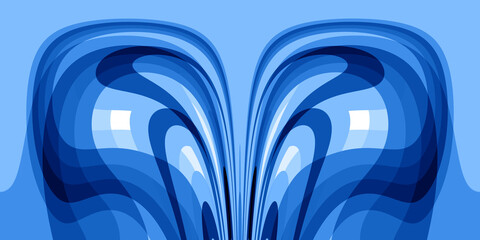 shades of blue hooped art-deco design wide format