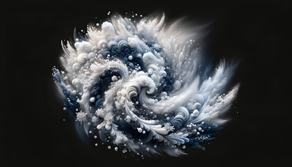 Fototapeta premium Frost's Canvas: Blue Hues of Abstract Snow Swirls