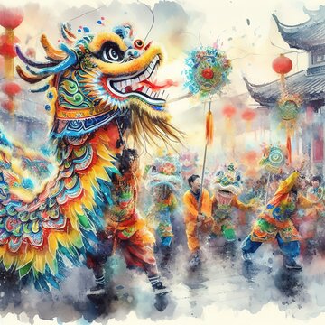 Beautiful illustration for Chinese New Year. Generative AI