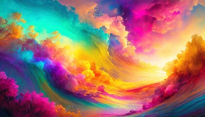 Obraz na płótnie Canvas Colourful abstract vibrant gradient liquid art illustraion background with copy space 