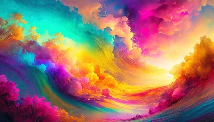 Foto auf Acrylglas Gemixte farben Colourful abstract vibrant gradient liquid art illustraion background with copy space 