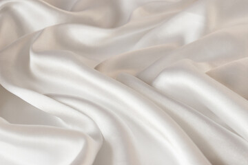 Draped white silk fabric background