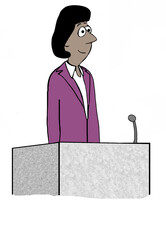 Black woman speaking at podium