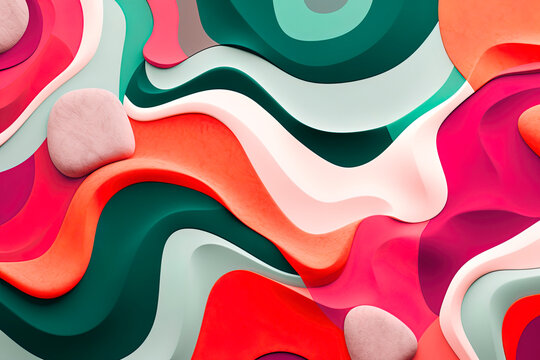 abstract colorful background with 3D lines and nature textures, generative AI 