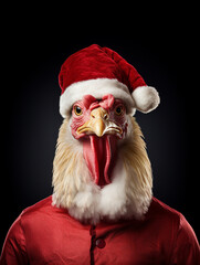 An Anthropomorphic Turkey Dress Up as Santa Claus