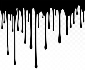 Paint dripping. Dripping liquid. Paint flows. Current paint, stains. Current drops. Current inks. Drip texture. Flowing liquid. Stencil drops. Paint splatter. Molten chocolate. Seamless pattern