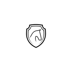 Abstract horse shield icon logo. Royal horse logo isolated on white background