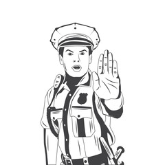 Retro Policeman  Vector Stock Illustration