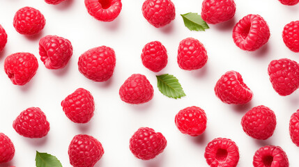 Raspberries on Isolated White Background