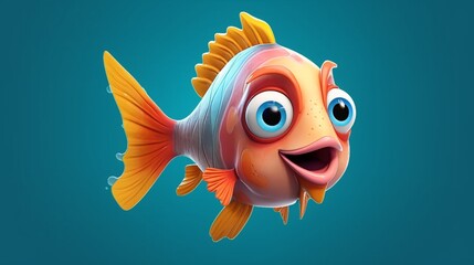 3d realistic cartoon cute fish.Generative AI