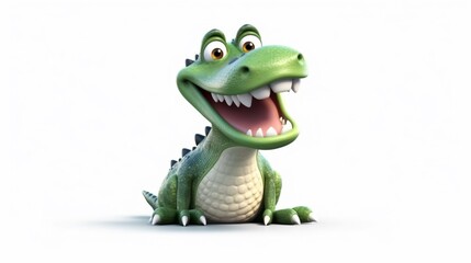 Fototapeta premium cute crocodil cartoon image on white background.Generative AI