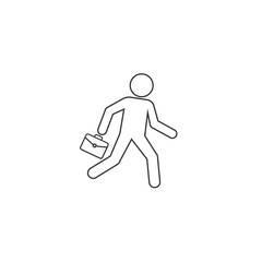 Business icon vector illustration of a businessman running with briefcase, business, energetic, dynamic concept