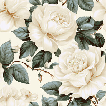 Rose seamless pattern, floral background