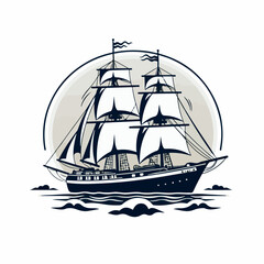 Illustration of black and ship, minimalist logo