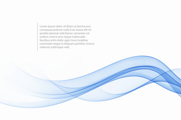 Transparent wavy blue lines. Wave of flowing blue smoke. Abstract blue wave background.