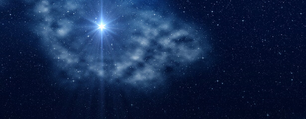Christmas star of the Nativity of Bethlehem, Nativity of Jesus Christ. Bright star