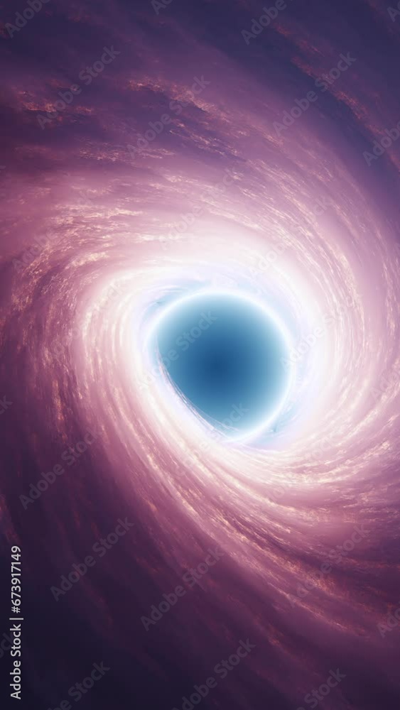 Wall mural interstellar black hole with glowing accretion disk and singularity nucleus. concept 3d animation of
