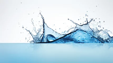 Fotobehang Respingos de água azul sobre um fundo branco com espaço de cópia © Alexandre
