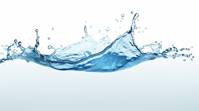 Respingos de &aacute;gua azul sobre um fundo branco com espa&ccedil;o de c&oacute;pia
