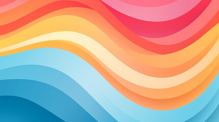 Fundo horizontal abstrato com ondas coloridas. Ilustração vetorial moderna em estilo retrô dos anos 60, 70