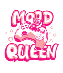 Mood queen. Gamepad poster with 70s style lettering.