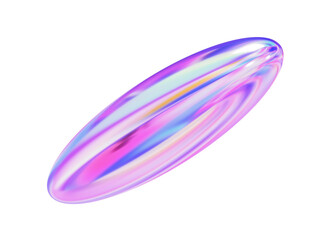 3d holographic geometric shape oval. Metal simple figure for your design on isolated background. 3d rendering illustration..