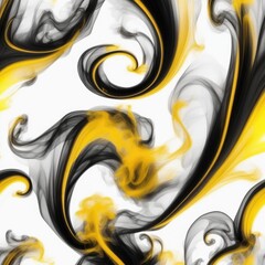 Colored smoke on a white background. Black, Yellow, White
