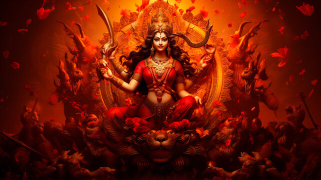 vector illustration of happy lord durga, festival of durga