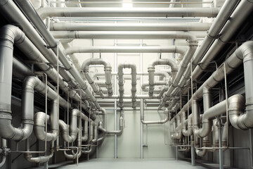 A bunch of pipes in a room.