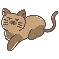 Bored Brown Cat Cartoon