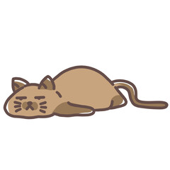 Tired Brown Cat Cartoon