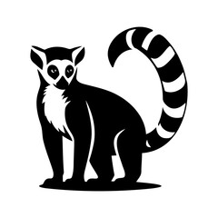 Fototapeta premium Lemur animal monochrome clip art. AI Generative illustration