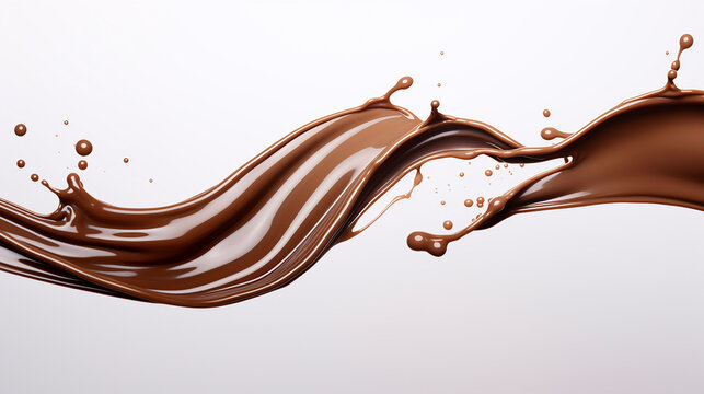 respingo l&iacute;quido de chocolate em um fundo branco com espa&ccedil;o de c&oacute;pia