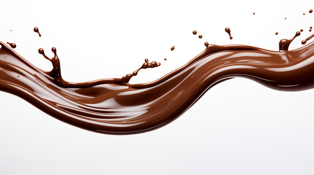 respingo l&iacute;quido de chocolate em um fundo branco com espa&ccedil;o de c&oacute;pia
