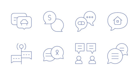 Chat icons. Editable stroke. Containing live chat, chat, conversation, thought bubble.