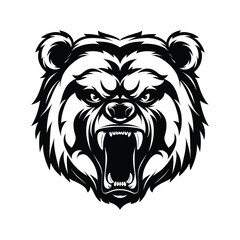 angry grizzly's face with a mouth open Print for Tshirts  vector art