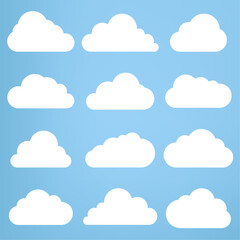 Clouds collection in flat design styles, cloud concepts, clouds element, clouds caroon style, in a flat design. White cloud collection, Set of Nine white clouds objects