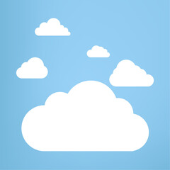 Groups of white Clouds collection in flat design styles, cloud concepts, clouds element, clouds on isolated blue background