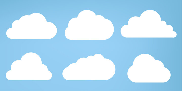 flat design of white clouds and Set of soft Clouds collection in flat design styles, cloud concepts, clouds elements