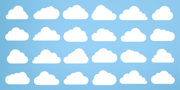 Set of soft Clouds collection in flat design styles, cloud concepts, clouds element, clouds caroon style, in a flat design