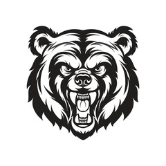 angry grizzly's face with a mouth open Print for Tshirts  vector art