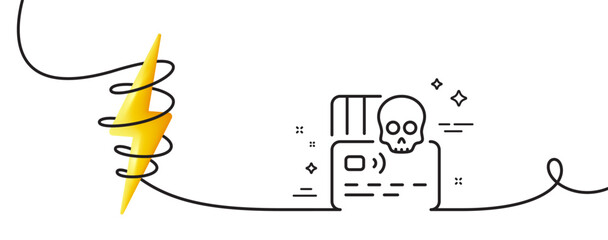Cyber attack line icon. Continuous one line with curl. Ransomware threat sign. Credit card phishing symbol. Cyber attack single outline ribbon. Loop curve with energy. Vector