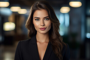 Obraz premium Generative AI portrait of amazing gorgeous office worker young woman ready for conference