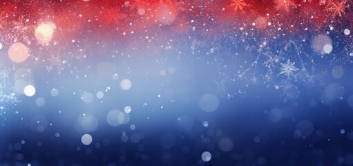abstract Blue and red  christmas background   lights and snowflakes,  Bokeh background with copy space, Christmas holidays wallpaper banner card