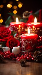 Obraz na płótnie Canvas christmas decoration with candle and christmas tree - Christmas decoration