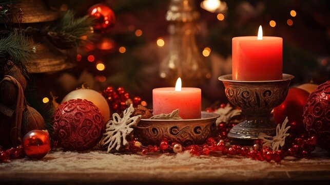 christmas candle and decorations - Christmas decoration