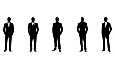 Masculine Man wearing a suit silhouettes - Set of 5